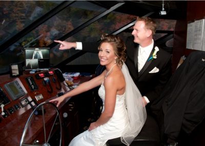 Pretending to drive the boat